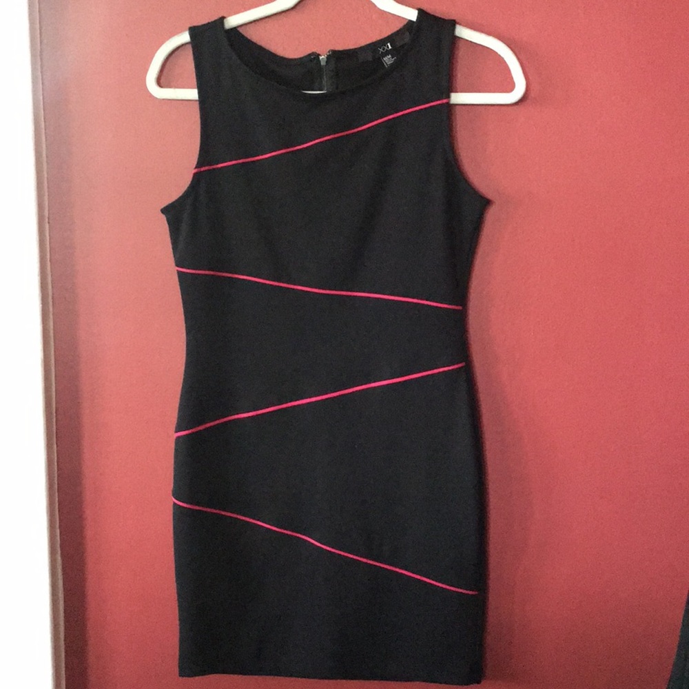 Forever21 black and pink bodycon dress